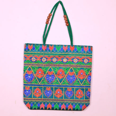 Sea Green Multi Color Hand Made Shoulder Bag